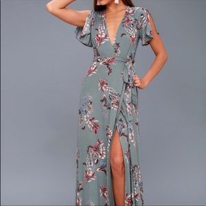 Lulus Floral Print Wrap Maxi Dress